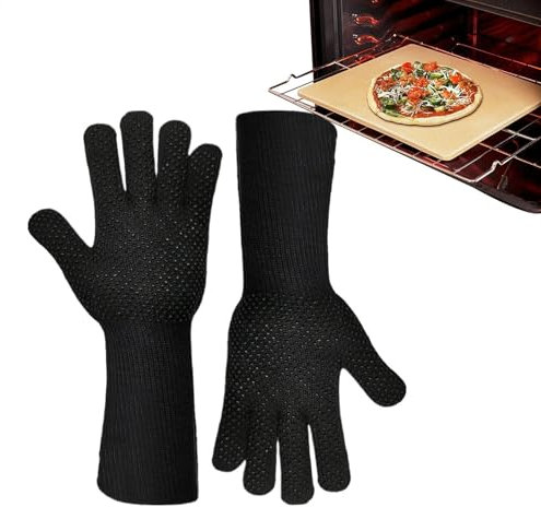 Guanti da cucina in silicone, guanti da forno con polso extra lungo, guanti da forno antiscivolo, flessibili e confortevoli, guanti anti-scottatura