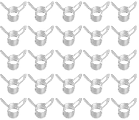 PATIKIL Schlauchschellen für 5-6mm Außendurchmesser Schlauch Federklemmen, 25 Stück Schlauchklemme Silikon Vakuum Spannbandclips für Kraftstoffleitung Luftschlauchrohr Wasserrohr, Silber