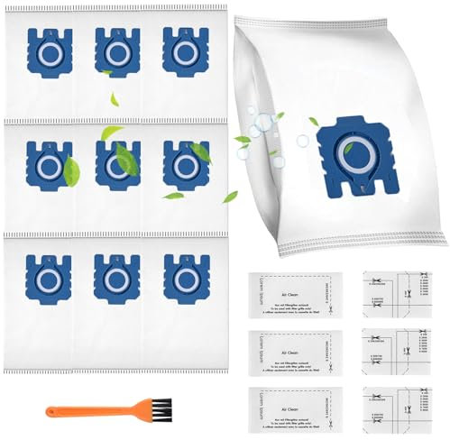 10 Pack GN Vacuum Dust Bags for Miele Hoover Bags Replacements, Compatible with Miele Classic C1, Complete C2 C3, S2, S5, S8, S400 Series Vacuum Cleaner, with 6 Air Filters and 1 Brush