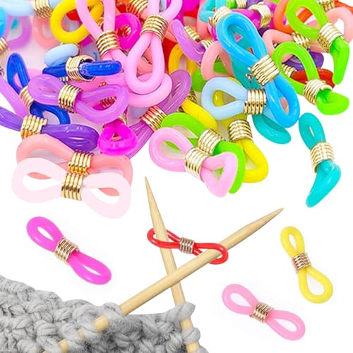 40 marcadores de punto de color para agujas de tejer, marcadores de punto, tope de aguja de punto, anillos de marcador de punto, accesorios de color para manualidades, ganchillo, cadena de gafas