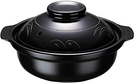 Cacerola de cerámica con Tapa, Retro, Redonda, de Barro, con prevención de desbordamiento, diámetro Grande (21 cm)