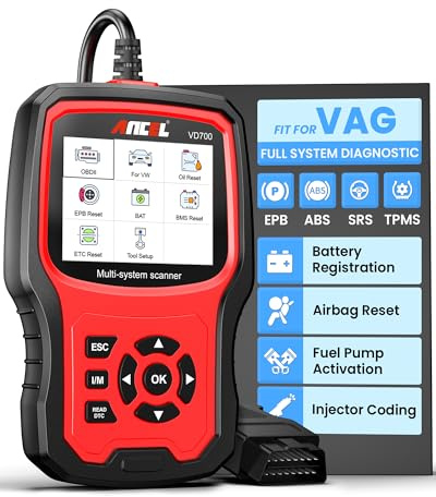 ANCEL (Upgraded Version) Ganzes System OBD2 Diagnosegerät für VAG Fahrzeuge, OBD Diagnose Scanner für Öl TPMS EPB TPS Injektor SAS DPF Reset Batterier Registrierung Fehlercode Auslesegerät