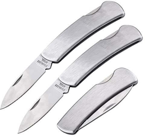 LLHQAMT Fruit Knife, 3 Pieces of All Steel Foldable Small Kitchen Knife, All Steel Handle, Small and Easy to Carry, Exquisite and Beautiful, Suitable for Most Types of Vegetables and Fruits(5.9 inch)