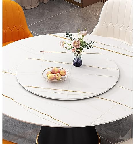 Assiette de service rotative en marbre pour table de salle à manger, grande taille mate Ø 70 cm, pierre naturelle avec motifs uniques pour un accès et une présentation faciles