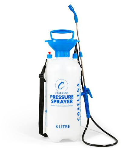 Coselena 8L Garden Sprayer – High-Pressure Sprayer with Adjustable Nozzle & Carry Strap – Durable Weed Killer Sprayer Pump & Multipurpose Spray Bottle for Plants, Patio, and Lawn Care