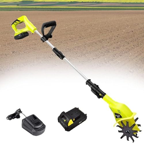 Annuod 20V Cordless Tiller Rotavator,Garden Tiller, Handheld Electric Cordless 4000Mah Battery Powered, Soil Cultivator Gardening Tool Cultivation Machine,for The Garden, Vegetable Plots