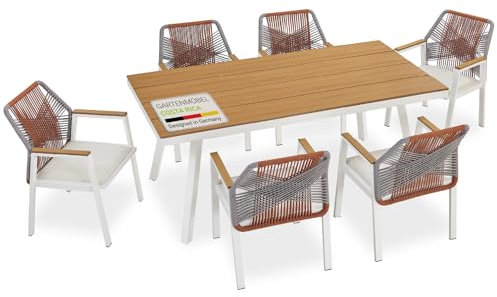 Juskys Premium Gartenmöbel-Set Costa Rica - Korrosionsbeständig & schnelltrocknend - Outdoor Möbel mit Esstisch - Wetterfest & UV-beständig