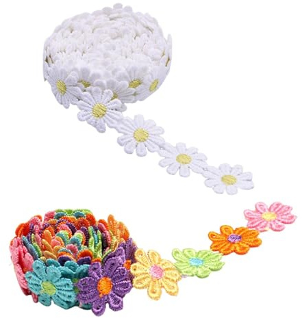 COACOM 2 Rollos De Cintas De Flores, Cintas Bordadas, Cintas Decorativas, Materiales De Costura De Ropa, Se Pueden Usar para Accesorios para El Cabello, Ropa, Cortinas.