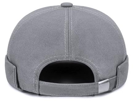 SAIIURV Graue Docker Cap Herren, Skull Cap, Verstellbare Mütze, Hafenmütze Kappen (DE/NL/SE/PL, Alphanumerisch, S, 3XL, Grau)