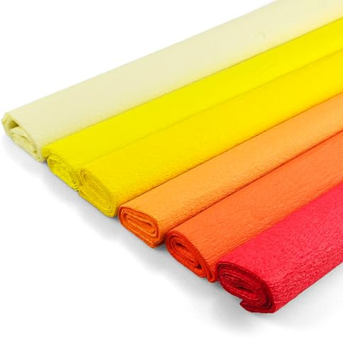 Netuno 6 Rollen Krepppapier Sonnentöne 200 x 50 cm Papierrollen Dekoration | crepe paper Krepp Papier Basteln Floristenkrepp Bastelkrepp Bastelpapier Gärtnerkrepp Hochzeit Kindergeburtstag