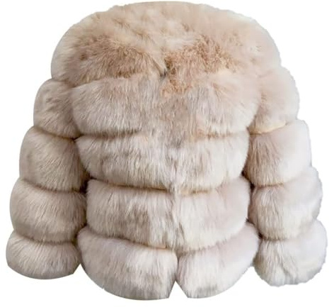 Barley Direct Women's Faux Fur Coat Short Artificial Fur Overcoat Solid Thick Outerwear Shaggy Parka Cardigan Jacket(Style 18,S)