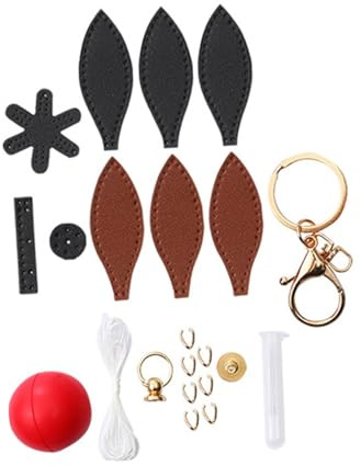 Baoblaze DIY-Nähset für Schlüsselanhänger, Heißluftballon-Anhänger, Taschenanhänger, Partygeschenke, Nähen Lernen, Lederhandwerksbedarf, Schwarz Und Braun