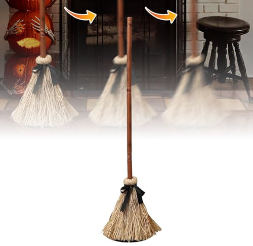 YSINOBEAR Halloween Magics Broom,Floating Broom Haunted Dancing Witchs,Animated Moving Broomsticks with Spooky Sounds, Halloween Props Accessories (1pc)