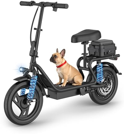 Maxshot Electric Scooter, 8.5 /10 /14 Tire, 16/19/22 Mph Top Speed, 12/16/21/27/28/49/50 Miles Long Range, Folding Escooter for Adults and Kids with Seat Bag, Dual Braking, Dual Suspension, App