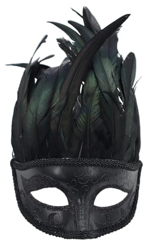 ZYKEJJDDAK Décoration de bal masqué à plumes Demi-visage pour femme et homme - Robe de cosplay, d'anniversaire, de Noël