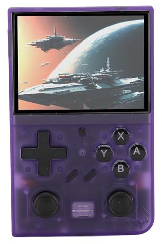 Acouto Console de Jeu Rétro Portable Console de Jeu Vidéo Portable avec écran de 3,5 Pouces avec Joysticks 3D Petite Carte Mémoire de 64 Go pour Enfants Orange avec 35 écrans OCA Complet et (PURPLE)