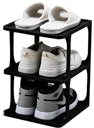 PAIDE P Shoe Organizer Mit Allen Arten Von Schuhen Kompatibel. Schuhorganizer Platzsparend Um Den Schrank Zu Organisieren. Schuhstapler Platzsparend. (Black 3 Levels)