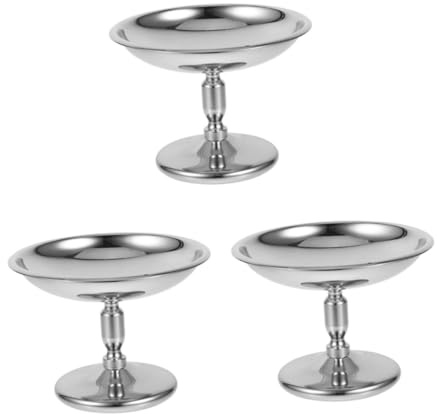 TOYANDONA 3 Pièces Bol à Dessert Acier Inoxydable avec Pied Haut Coupe à Glace Robuste pour Yaourt Pudding Fruits Snack Bol de Service pour Maison Fête et Bar