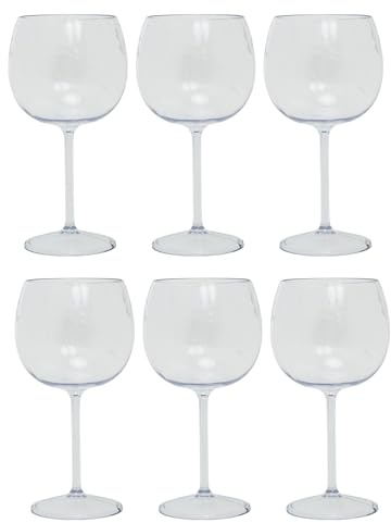 Carousel Home Set of 6 Clear Plastic Gin & Tonic Glasses | 21cm Reusable Copa Gin Balloon Cocktail Glasses for Outdoor Parties and Events - 500ml