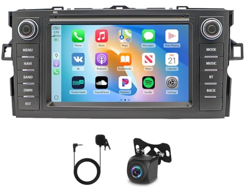4+64G Android 14 Double Din bilradio för Toyota Auris 2006-2012, 7-tums pekskärm Radio Bluetooth med Carplay Android Auto 𝐃𝐀𝐁 Radio med backkamera Navi GPS WiFi FM/RDS Mirror Link