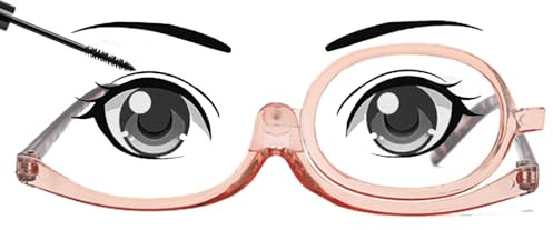 Genérico Gafas de lectura con lentes de aumento abatibles para mujer, Gafas de Presbicia y maquillaje, maquillaje abatibles, Gafas Giratorias Con Lupa 1.0x - 4.0x(Apricot leopard print,2.5x)