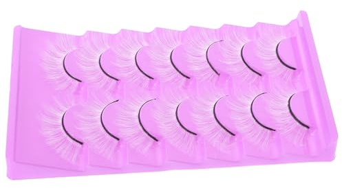 Milisten Fake Eyelashes Can be Curved for Women 7 Pairs White Natural Look False Lashes Artificial Fiber Easy to Wear to Match Eyelids Suitable for Cosplay Party
