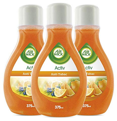 Air Wick Activ – Duftaufsteller mit frischem Duft gegen Tabak und unangenehme Gerüche – Duft: Anti-Tabak – 3 x 375ml