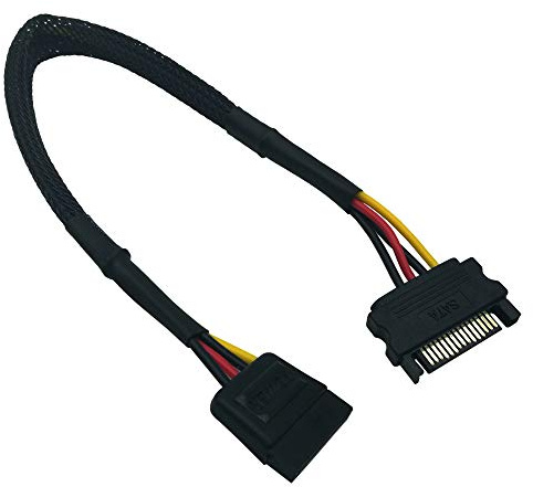 COMeap (Paquet de 2) 15 broches SATA Puissance Extension Câble Homme à femme Manches tressées Adaptateur 12 pouces (30CM)