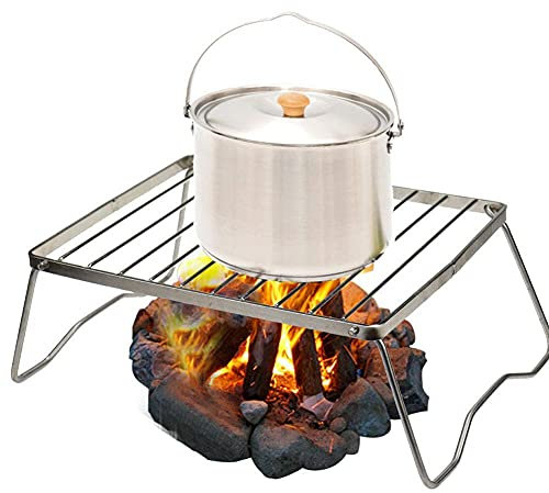 Portable Grill Compact Mini Stainless Steel Campfire Charcoal Gas BBQ Grill Rack for Backpacking Camping Hiking Picnics Fishing (Small)