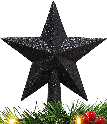 Christmas Concepts® 20cm Glitter Tree Top Décoration Étoile – Topper de Sapin de Noël (Noir)