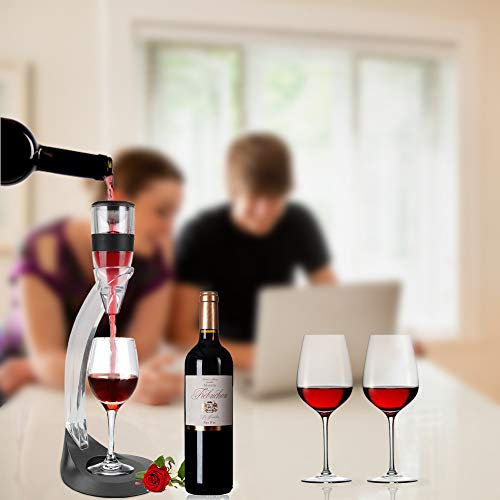 Aérateur à Vin avec Support Bras Coffret,Luxe Decanteur Aérateur à Vin Décanteur pour Vin Rouge -Décanteur de vin Carafe a vin Magique de avec Support et Socle Tour Coffret Cadeau