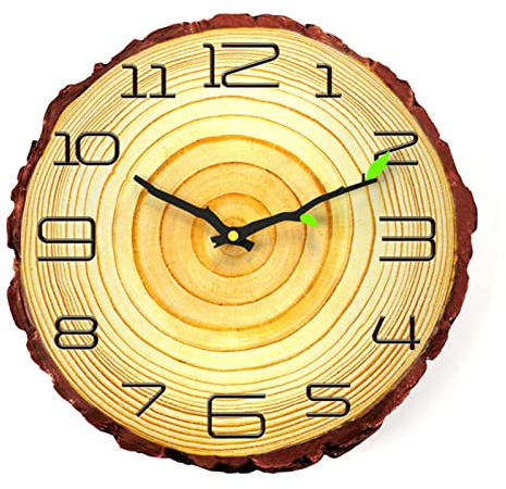 Samnuerly Reloj de Pared con Anillo Anual de árbol, Reloj de Pared silencioso Creativo de 16 Pulgadas, Reloj de Pared de Tablero de Fibra de Densidad Media, Reloj de Cuarzo para Interiores, decoració