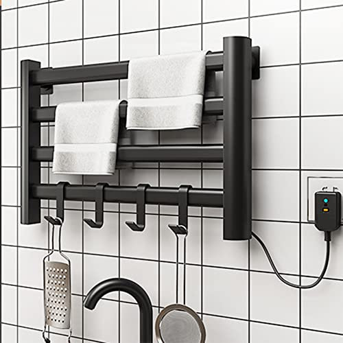 AHDFY Piccolo Portasciugamani Riscaldato, Radiatore Nero per Asciugamani, Portasciugamani A Radiatore Intelligente A Temperatura Costante 55°, Radiatore Elettrico per Asciugamani 550 X 400mm,Hook up