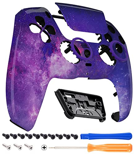 eXtremeRate Luna Re-Design Front Hülle für ps5 Controller BDM-010/020/030/040/050, Ersatzgehäuse&Touchpad&Accent-Ring, Custom integrierend Case Cover Zubehör für ps5 Controller-Nebula Galaxy