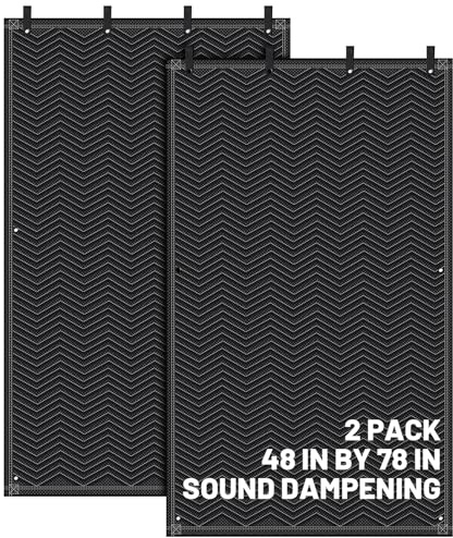 Tudomro 2 Pcs Sound Dampening Blanket Soundproof Blanket Grommeted General Indoor or Outdoor Use(48 x 78 Inches)