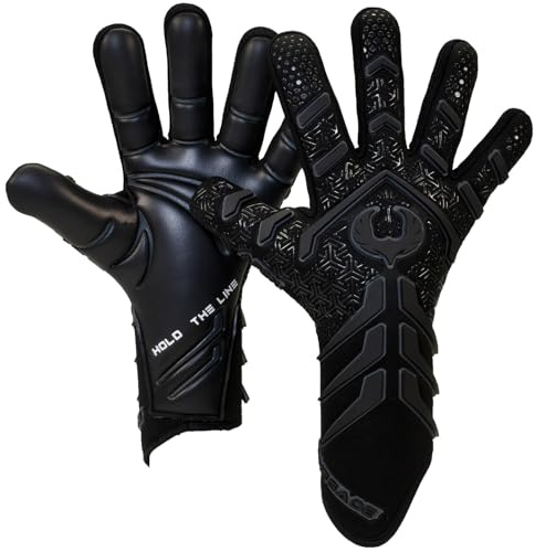 Renegade GK Apex Black Professional Strapless Goalie Gloves | 4mm EXT Contact Grip | Black Soccer Goalkeeping Gloves (Size 8, Youth-Adult, Evo Neg. Cut, Level 5.5)