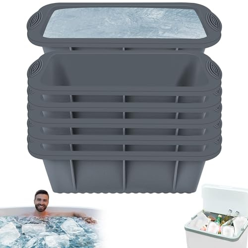 Große Eiswürfelformen, 6-Pack Eiswürfel Wiederverwendbar Einfache Freigabe Eiswürfelform Silikon für Eisbad Whiskey Cocktails Pudding Gelee Milchsaft Home Party Getränke (Grau)