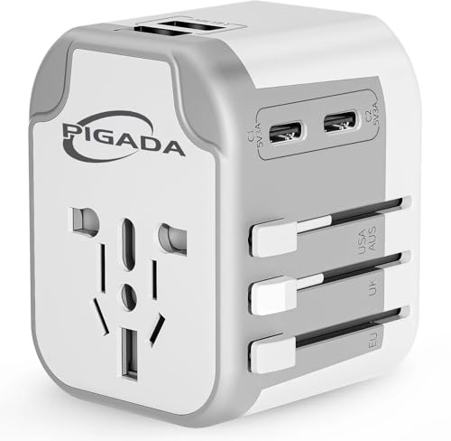 Adattatore Universale da Viaggio, Presa Universale da Viaggio con 2USB, 2USB C e 1 CA, Adattatore da Viaggio Italia Inghilterra Germania America Australia, Adattatore Viaggio