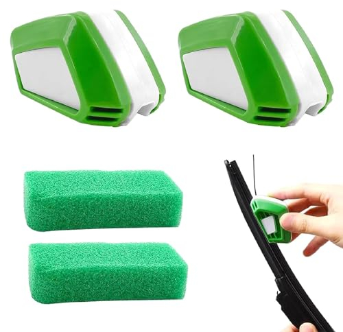 Scheibenwischer Nachschneider,Scheibenwischer Reparatur Werkzeug,Scheibenwischer Schneider Schärfer 2PC Autowischer Cutter Mit Reinigungsschwamm zum Nachschneiden von Wischerblättern