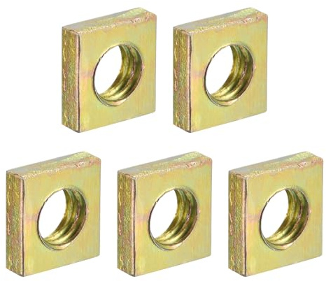 sourcing map Tuercas cuadradas M6-1 x 3.2, acero al carbono chapado en zinc, tuercas cuadradas de rosca gruesa para reparaciones del hogar e ingeniería profesional, 5 piezas coloridas