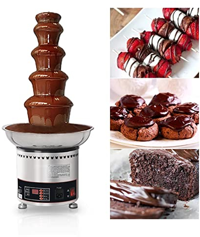 Stainless Steel Chocolate Fondue Fountain Electric Melting Machine - Choco Fondue Hotpot with 4/5/6/7 Tiers for Nacho Cheese, BBQ Sauce, Ranch, Liqueurs (Silver)
