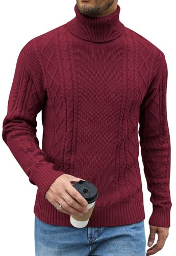 Zetieny Homme Pull Col Roulé Hiver Chaud Pullover Sweater à Manches Longues Tricoté en Maille Classique Slim Fit Pull