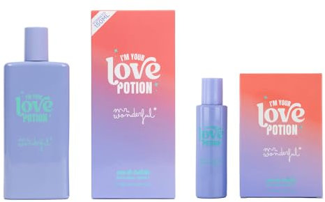 MR WONDERFUL - I'm Your Love Potion Promoción 150 ml + 30 ml, Colonia Mujer, Pack 2 Productos, Perfume Formato Spray, Eau de Toilette Natural y Femenina, Aroma Floral Afrutado, Fragancia Fresca