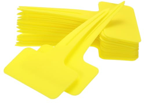 sourcing map 100 etiquetas para plantas de 4 pulgadas, etiquetas grandes estilo T para jardín, etiquetas de jardín para macizos de flores, macetas, verduras, color amarillo