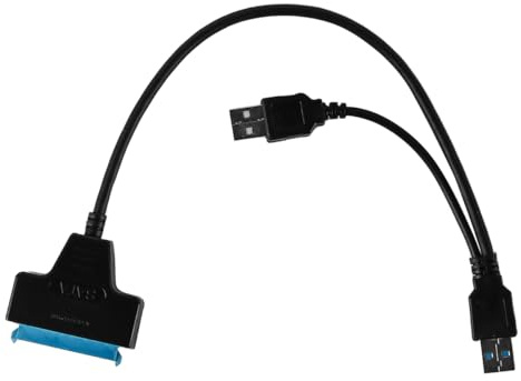 Laroal Dubbel USB till SATA-adapterkabel USB 3.0 till SATA extern omvandlare Stöd för 2,5/3,5 SSD och hårddiskar 12V/2A DC Power Port