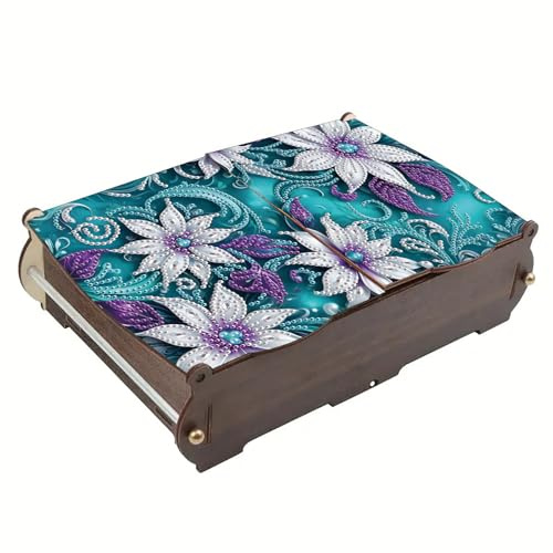 CXINLky Diamond Art Painting Scatola di Conservazione, Diamond Art Painting Scatola Grande Capacità, Portagioie DIY Mandala Scatola di Conservazione Legno Organizer Scatola Regalo-04-Fiore