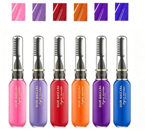 6 Colours Temporary Hair Colour Mascara Washable Rainbow Hair Chalk Halloween Cosplay Party Makeup