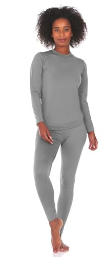 Thermajane Mjuk termo-underkläder för kvinnor, lång med fleece, GRÅ, M