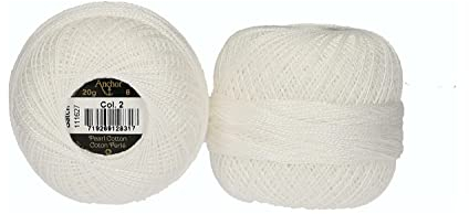 Anchor 4593008-00002 Stickgarne, 100% Baumwolle, weiß, Stärke 8, 164m, 31 Gramm