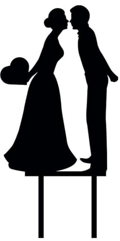 Cake Company Acryl Cake Topper Brautpaar küssend mit Herz | Hochzeit Tortendekoration für besondere Momente I Tortenfigur aus hochwertigem Acryl schwarz | Größe: 15 x 10 cm, Stärke 3 mm